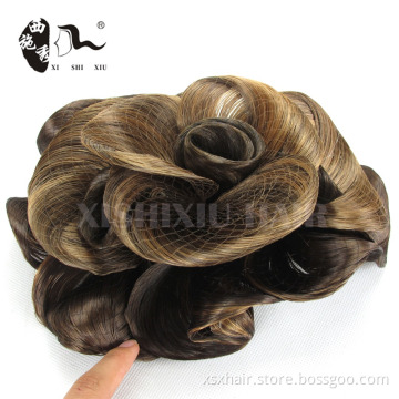 fashion style black synthetic fake hair bun extension